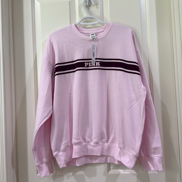 PINK/VICTORIA’S SECRET Light Pink Ivy Fleece Classic Crew Sweatshirt - Picture 3 of 7